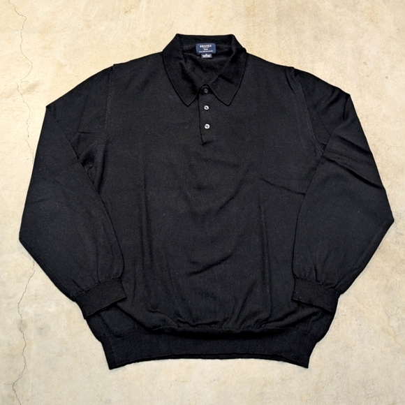 Brooks 346 Menx XL Sweater 100% Italian Merino Wool Black - Picture 1 of 4